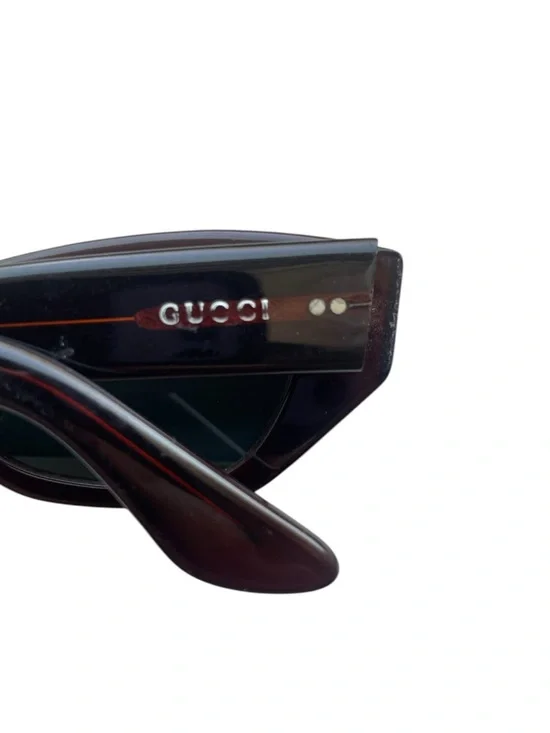 GUCCI 90s vintage GG 2418/S Sunglasses ELONGATED Cat Eye Rose Gold Brown lenses - Picture 8 of 16
